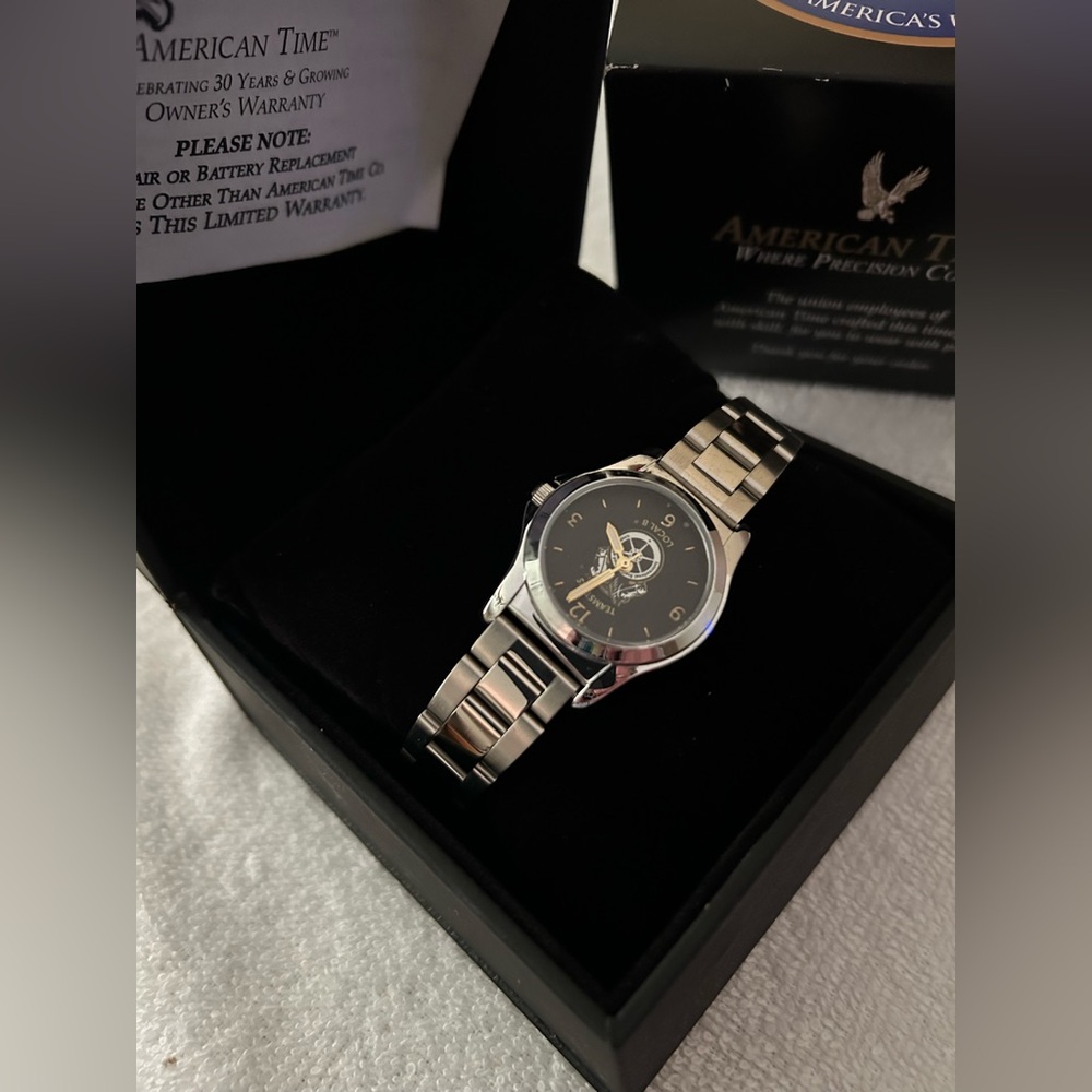 American Time Silver and Black Teamsters Ladies Watch